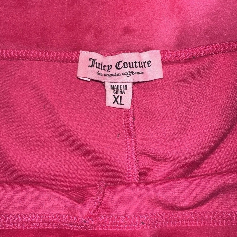 JUICY COUTURE Velvet Tracksuit Bling Hoodie & Pants Hot Pink Size XL Retro Y2K - Picture 10 of 16